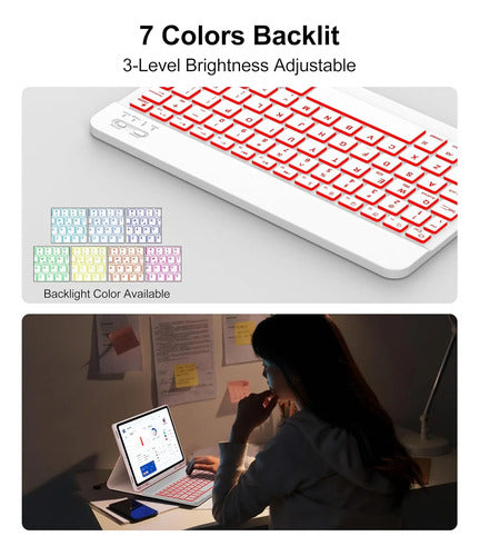 Funda Con Teclado Para Samsung Galaxy Tab S10 Lite/s10 Fe... Rosa