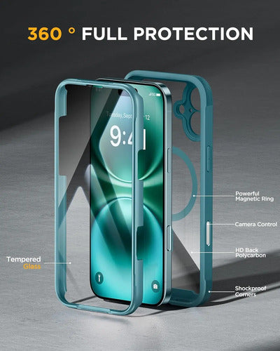 Miracase Funda Magnética iPhone 16 Plus 6.7  Con Protecto... Verde Oscuro