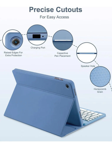 Funda Con Teclado Para Samsung Galaxy Tab A11+/a9. Azul