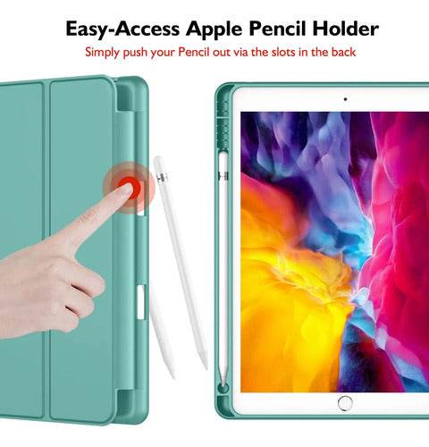Funda Para iPad 9.7 Con Porta Lápiz Y Protección Completa Verde Musgo
