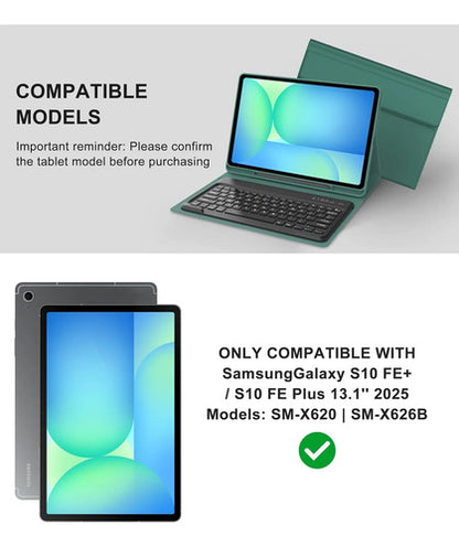 Funda Con Teclado Para Samsung Galaxy Tab S10 Fe+ Plus Verde