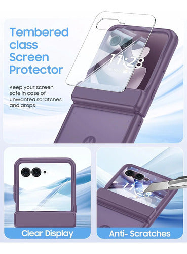 Funda Motorola Razr Ultra 2025, Protector Pantalla Violeta