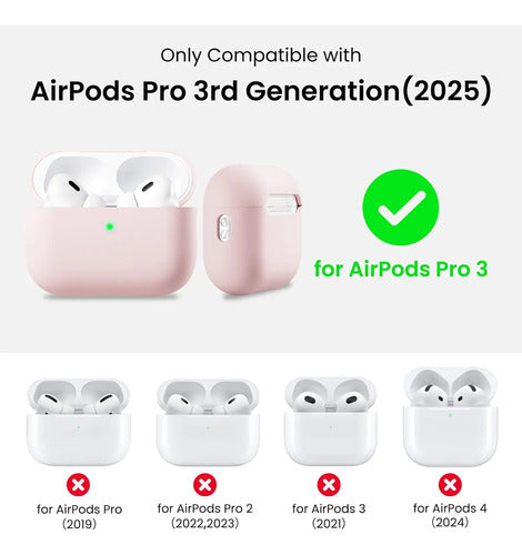 Estuche Funda Para AirPods Pro 3, Silicona Híbrida, Rosa Chicle
