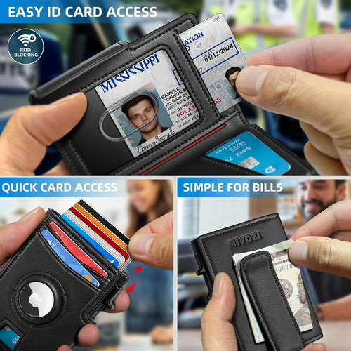 Billetera Para Hombre Con Bloqueo Negro