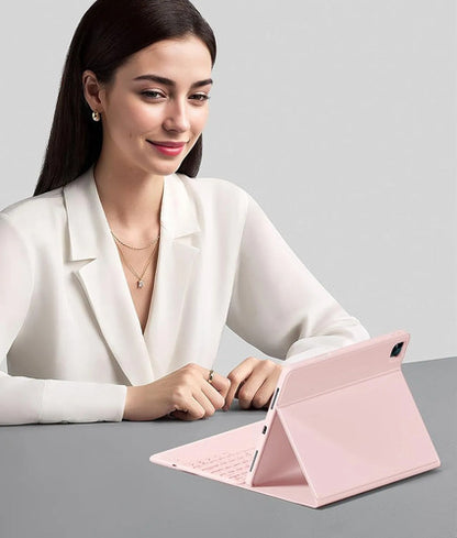 Funda Con Teclado Harvopu Para iPad Air & Pro Rosa