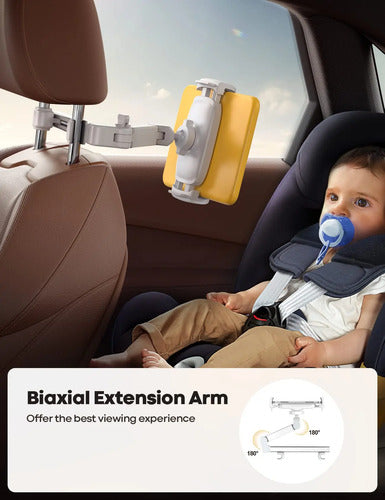 Soporte Universal Ajustable Para Tablet En Cabecera De Auto Blanco