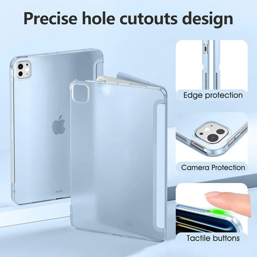 Funda iPad Pro Trasera Translúcida Con Soporte Tríptico Azul Claro