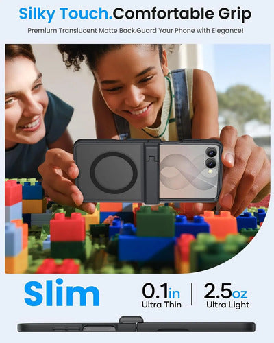 Funda Con Soporte Para Samsung Galaxy Z Flip 8 Negro Translúcido