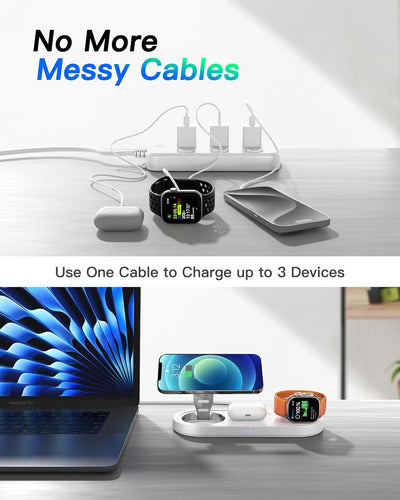 Estación De Carga Inalámbrica 3 En 1 Para Dispositivos Apple
