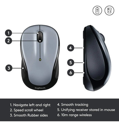 Mouse Inalámbrico Logitech M325 Con Scrolling Plata