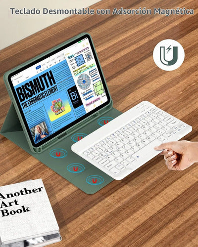 Funda Con Teclado Para iPad (a16) 11th/10th Gen (11/10.9) Verde Oscuro