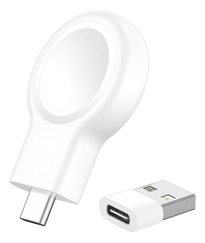 Cargador Usb Portátil Para Apple Watch Usb C Y Usb A Blanco