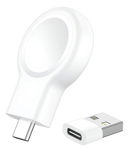 Cargador Usb Portátil Para Apple Watch Usb C Y Usb A Blanco