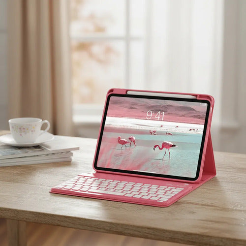 Funda Con Teclado Bluetooth Para iPad Air 11'' M3/m2 & Air Rosa Chicle