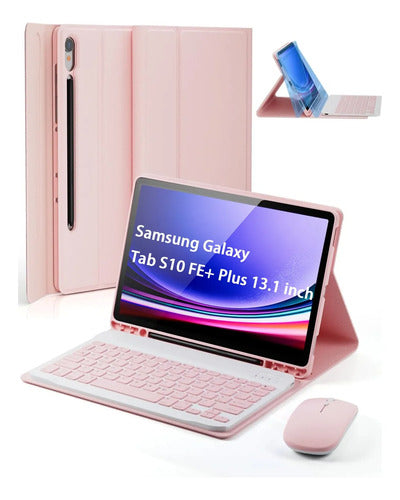 Funda Con Teclado Para Samsung Galaxy Tab S10 Fe+ Plus Rosa