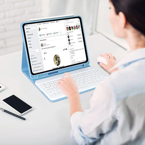 Funda Con Teclado Para iPad Air Y Pro De 11 Pulgadas Azul Claro