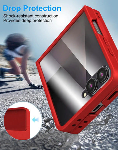 Funda Samsung Galaxy Z Flip 7, Protect De Pantalla Integrado Rojo