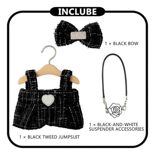 Ropa De Muñeca Elegante Para Labubu, Set De Mono Negro