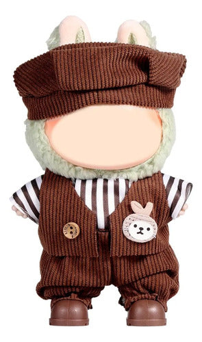 Ropa Para Muñeca Labubu Set 3 Piezas, Marrón Fantasía
