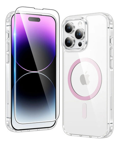 Funda Para iPhone 14 Pro Transparente Anti-amarilleo Rosa