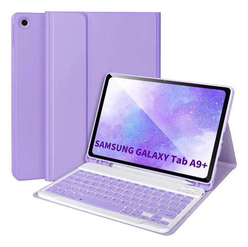 Funda Con Teclado Para Samsung Galaxy Tab A9+ 11'' 2023 Morado