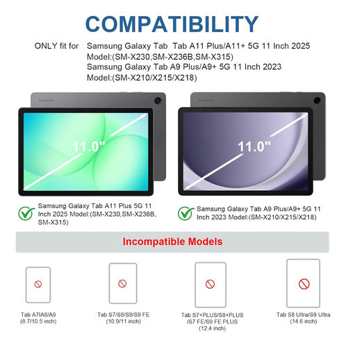 Funda Con Teclado Para Samsung Galaxy Tab A11+/a9+ 11' Verde
