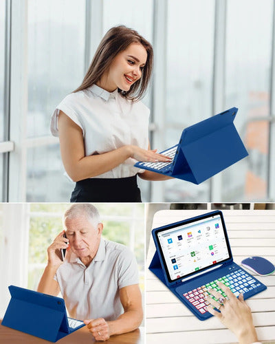 Funda Con Teclado Para Samsung Galaxy Tab A11+/a9+ 11' Azul Marino