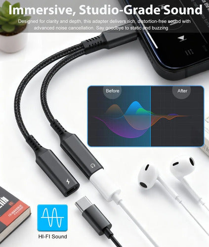 Adaptador Usb C Splitter Audio Jack