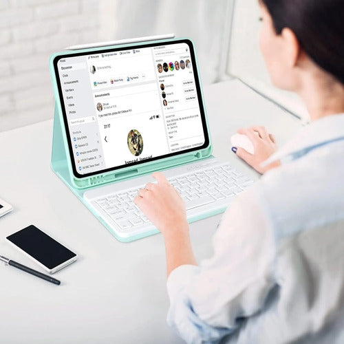 Funda Con Teclado Para iPad Air Y Pro De 11 Pulgadas Verde