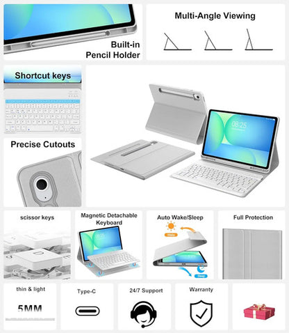 Funda Con Teclado Para Samsung Galaxy Tab S10 Lite/s10 Fe... Gris