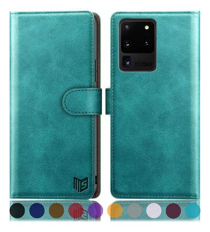 Funda Cartera De Cuero Para Samsung Galaxy S20 Ultra Verde