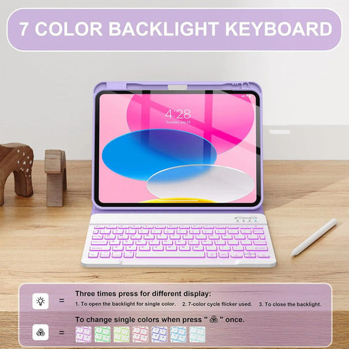 Funda Con Teclado Para iPad (a16) 11th/10th Gen Violeta