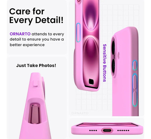 Funda Para iPhone 16 Plus 6.7, Silicona Líquida Rosa Chicle