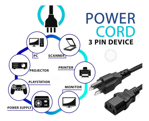Cable De Corriente Universal Negro 4.9 Pies | 125v 10a Color