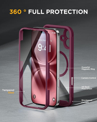 Funda Magnética Miracase Para iPhone 16 Plus 6.7  Con Pro... Violeta Oscuro