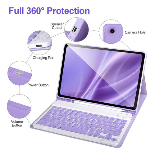 Funda Con Teclado Para Samsung Galaxy Tab A11+/a9+ 11' Violeta