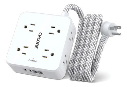 Protector De Energía Trenzado Con Entradas Usb De Marca X