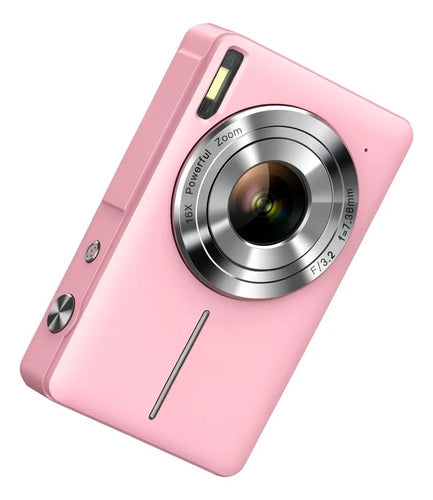 Cámara Digital Camkory Fhd 1080p 16x Zoom Anti Shake Rosa Rosa