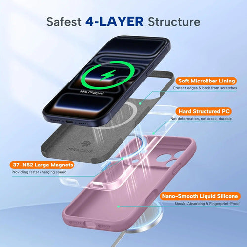 Funda Magnética Miracase Para iPhone 17 Pro Max Lila
