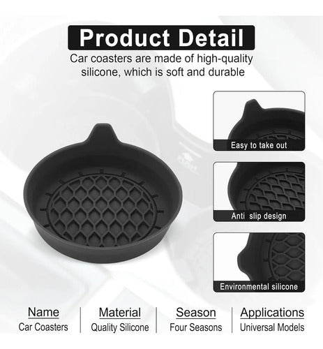 Soportes De Silicona Ecológica Para Bebidas De Auto Negro