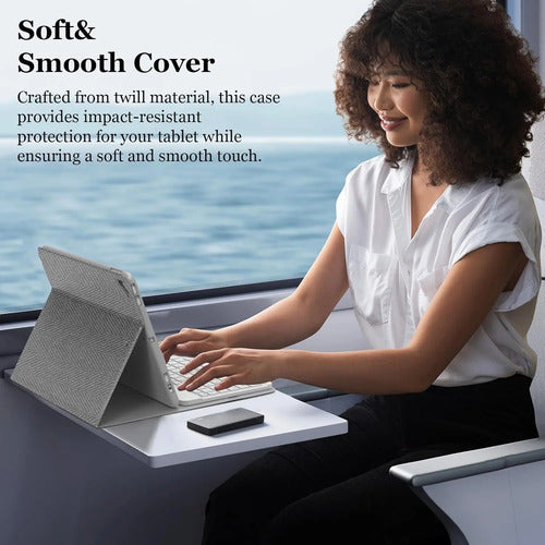 Funda Con Teclado Para iPad 10.2  9th/8th/7th Gris