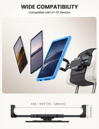 Porta-tablet Rotativo De 360° Para Reposacabezas De Auto Negro