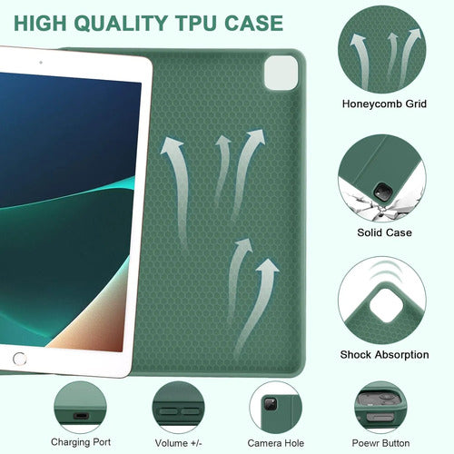 Funda Con Teclado Para iPad Air Y Pro Verde Oscuro
