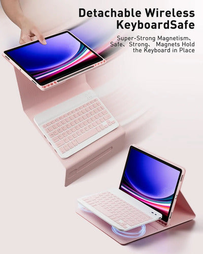 Funda Con Teclado Para Samsung Galaxy Tab  S11 Ultra Rosa