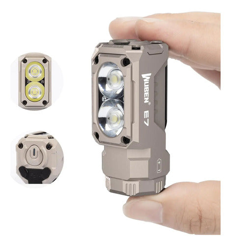 Linterna Recargable Wuben E7 1800 Lumen Mini Con Imán Blanca Plateado