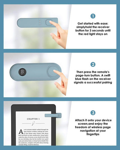 Girador De Páginas Con Control Remoto Para Kindle Paperwhite Azul Acero