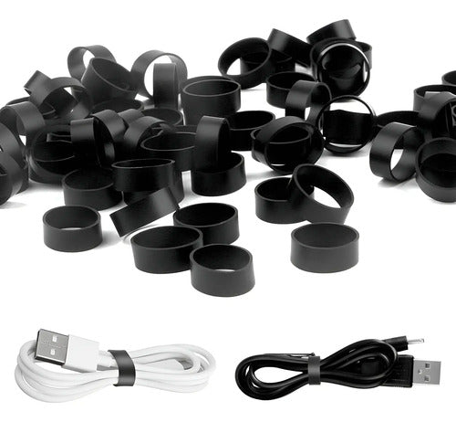50 Pcs Bandas De Goma De Silicona Para Organizar Cable