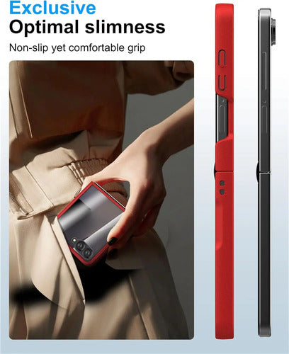 Funda Samsung Galaxy Z Flip 7, Protect De Pantalla Integrado Rojo