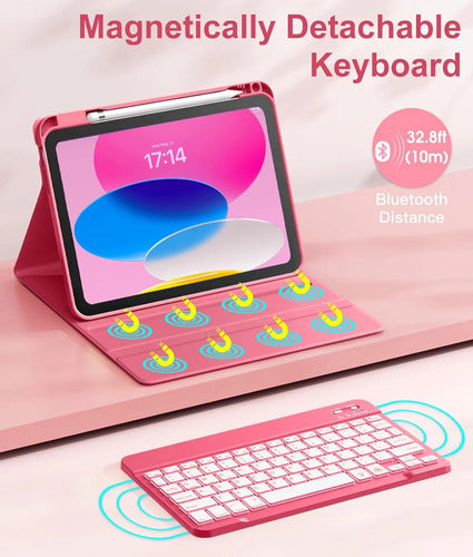Funda Con Teclado Para iPad 11th 10th Gen Rosa