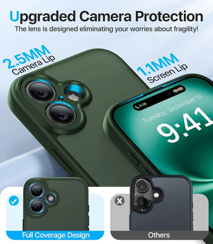 Funda Protectora Para iPhone 16, Antigolpes Verde Oscuro